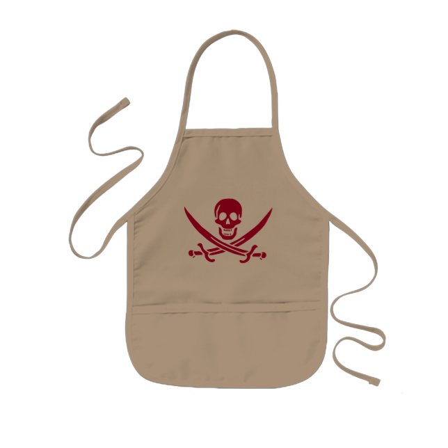 Crimson Skull & Swords Pirate flag of Calico Jack Kids Apron (Front)