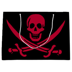 Crimson Skull & Swords Pirate flag of Calico Jack Large Gift Bag