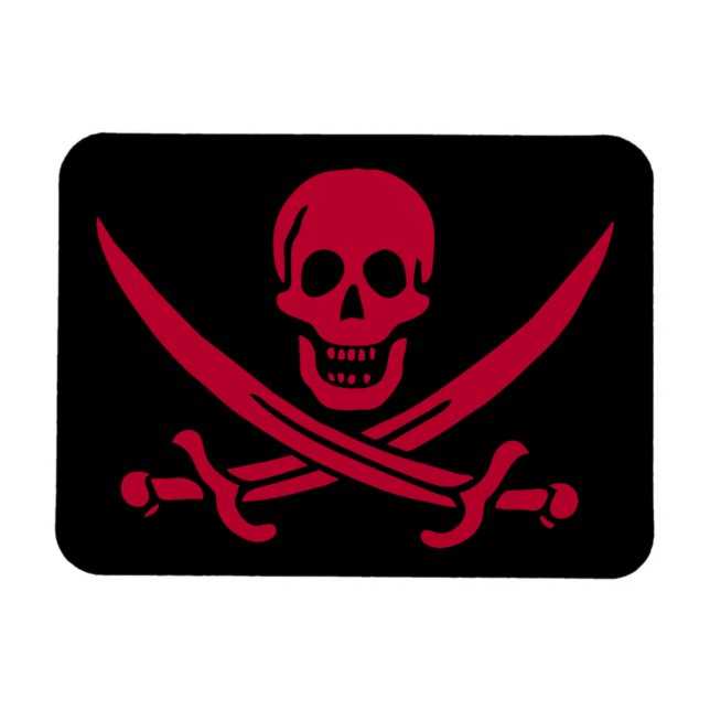 Crimson Skull & Swords Pirate flag of Calico Jack Magnet (Horizontal)