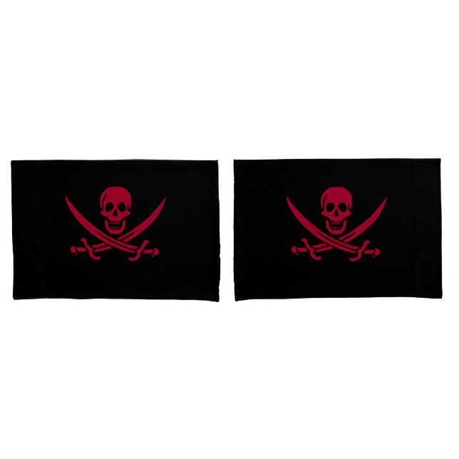 Crimson Skull & Swords Pirate flag of Calico Jack Pillowcase (Front-Set)