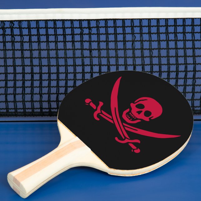 Crimson Skull & Swords Pirate flag of Calico Jack Ping Pong Paddle (Insitu)