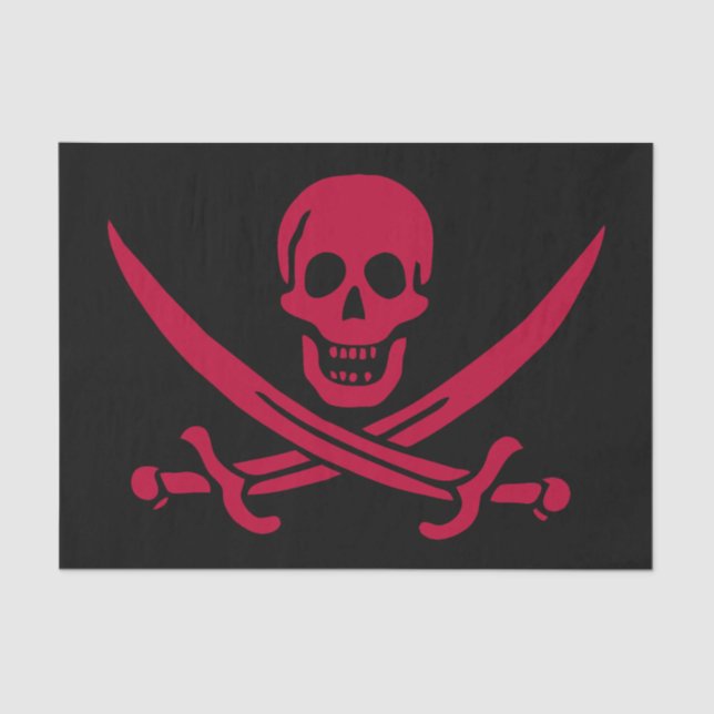 Crimson Skull & Swords Pirate flag of Calico Jack Tissue Paper (Front)