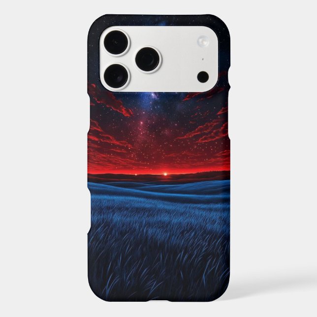Crimson Sky & Blue Grass Cosmic Landscape Case (Back)
