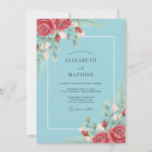 Crimson Sky Leafy Wedding Invitation