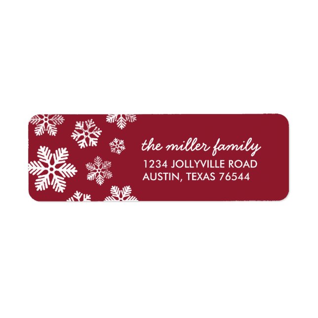 Crimson Snowflakes Personalised Address Labels (Front)