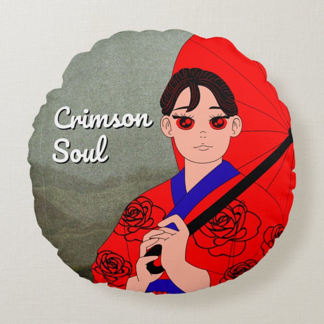Crimson Soul Decorative Round Cushion (Front)