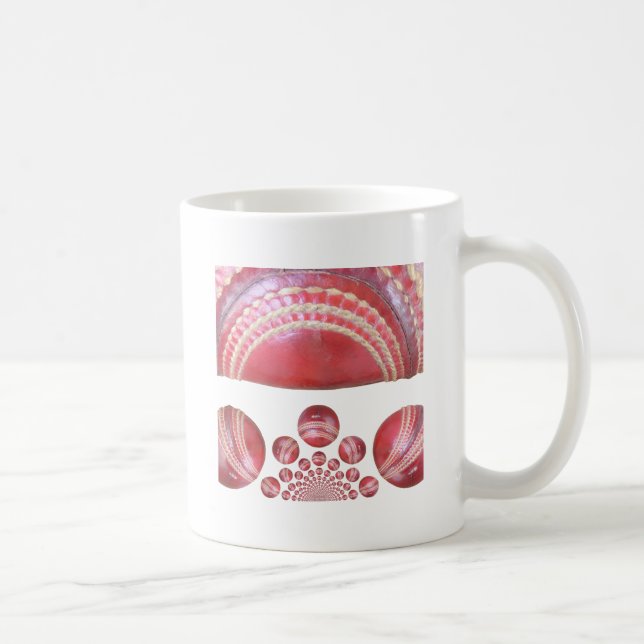 Crimson Spin – A Beautiful Red Cricket Ball Arti Coffee Mug (Right)