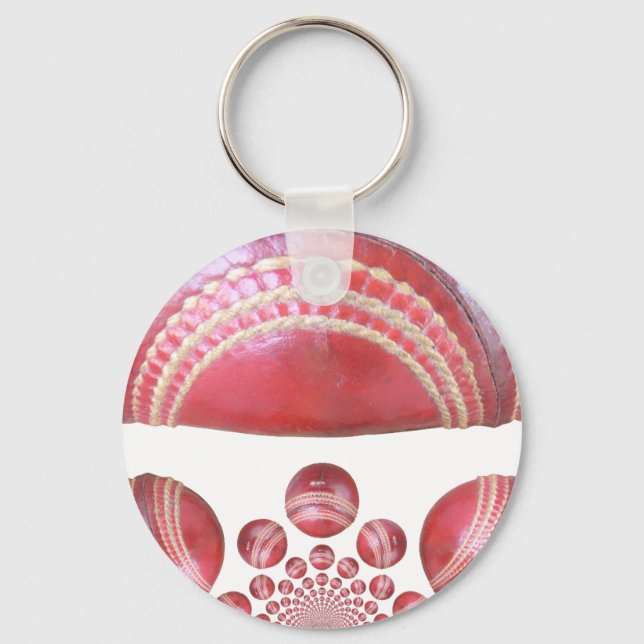 Crimson Spin – A Beautiful Red Cricket Ball Arti Key Ring (Front)