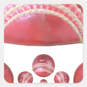 Crimson Spin – A Beautiful Red Cricket Ball Arti Square Sticker