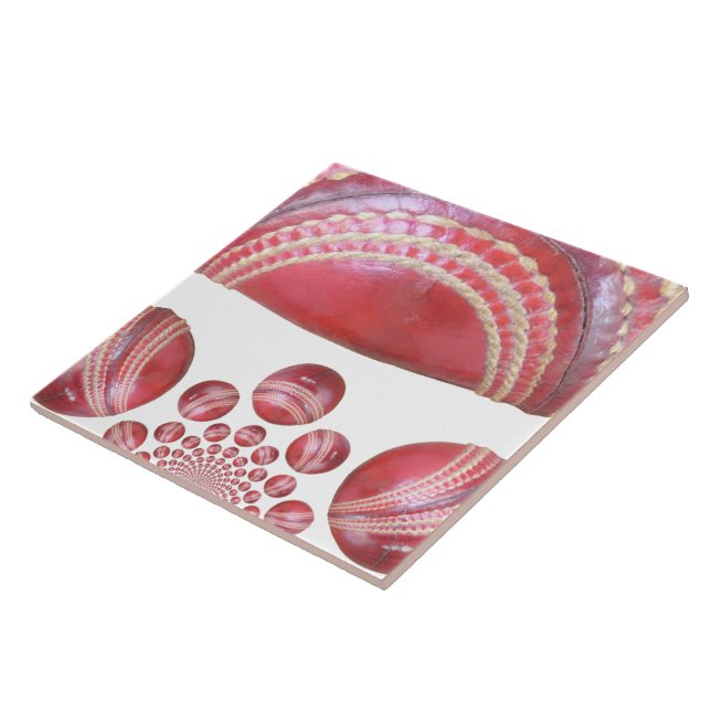 Crimson Spin – A Beautiful Red Cricket Ball Arti Tile (Side)