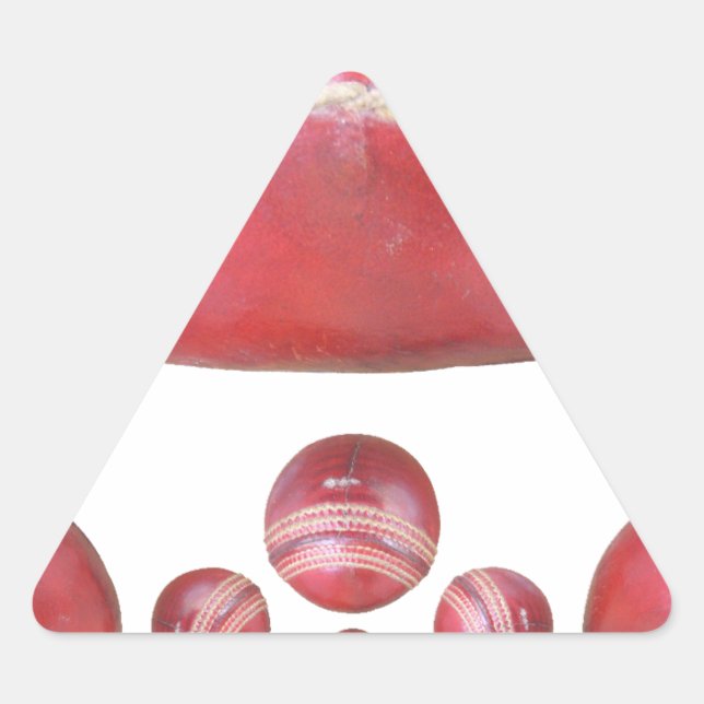 Crimson Spin – A Beautiful Red Cricket Ball Arti Triangle Sticker (Front)