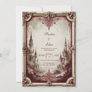 Crimson Spire Castle Wedding Invitation