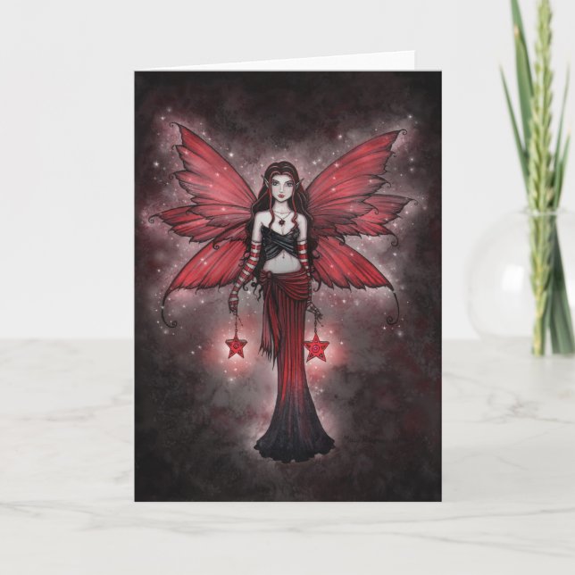 Crimson Star Christmas Fairy Card (Front)