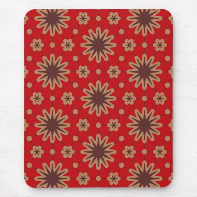 Crimson Starburst Bloom Mouse Mat (Front)