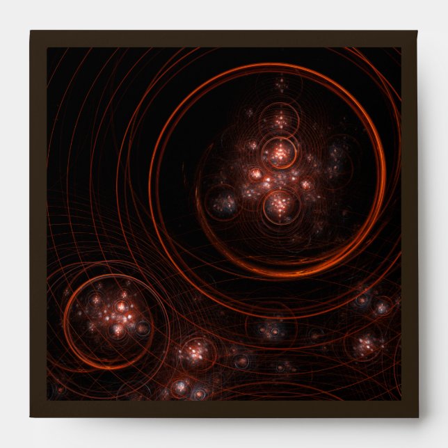 Crimson Starlight Orbits Abstract Cosmic Art Envelope (Front)