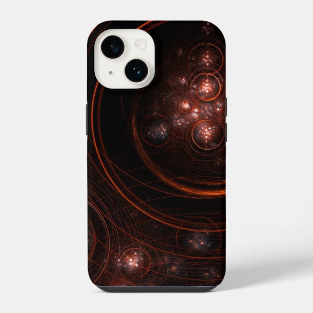 Crimson Starlight Orbits Abstract Cosmic Art iPhone Case (Back)