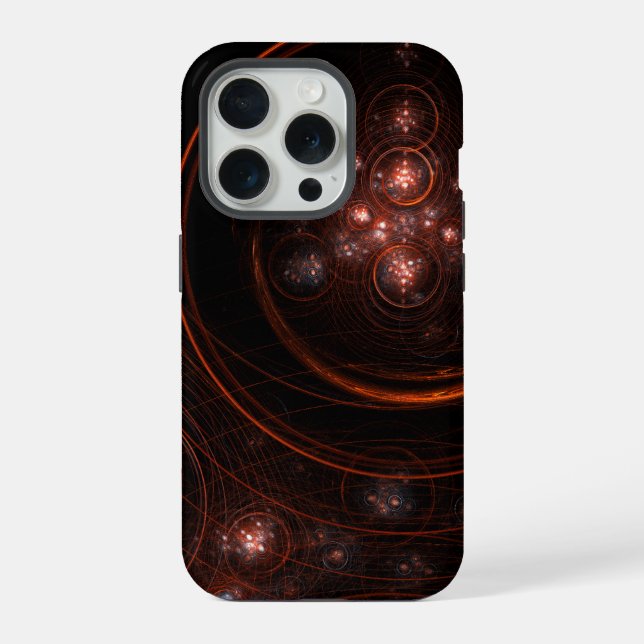 Crimson Starlight Orbits Abstract Cosmic Art iPhone Case (Back)