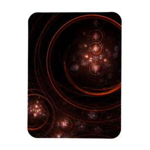 Crimson Starlight Orbits Abstract Cosmic Art Magnet