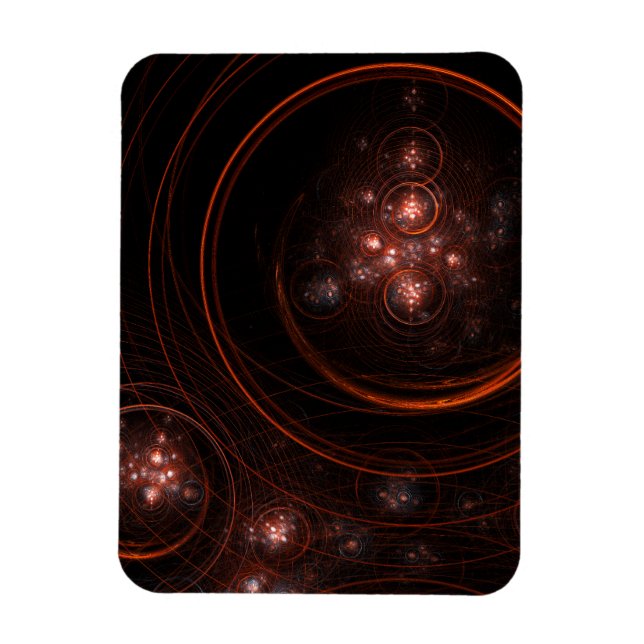 Crimson Starlight Orbits Abstract Cosmic Art Magnet (Vertical)