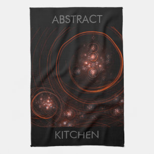 Crimson Starlight Orbits Abstract Cosmic Art Tea Towel