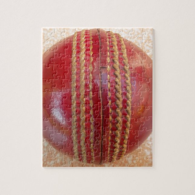 Crimson Stitch Focus: Close-Up of Cricket's Heart Jigsaw Puzzle (Vertical)