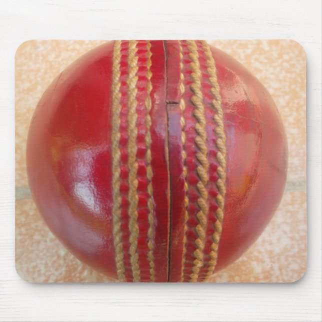 Crimson Stitch Focus: Close-Up of Cricket's Heart Mouse Mat (Front)