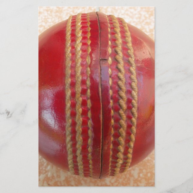 Crimson Stitch Focus: Close-Up of Cricket's Heart Stationery (Front)