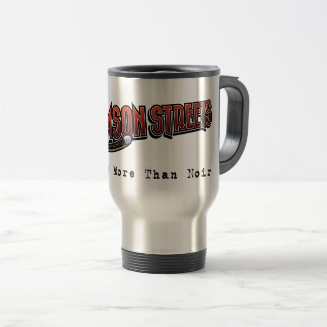 Crimson Streets Logo Travel Mug (Front Right)