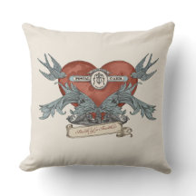 Crimson Submarine Silver Dolphin Throw Pillow