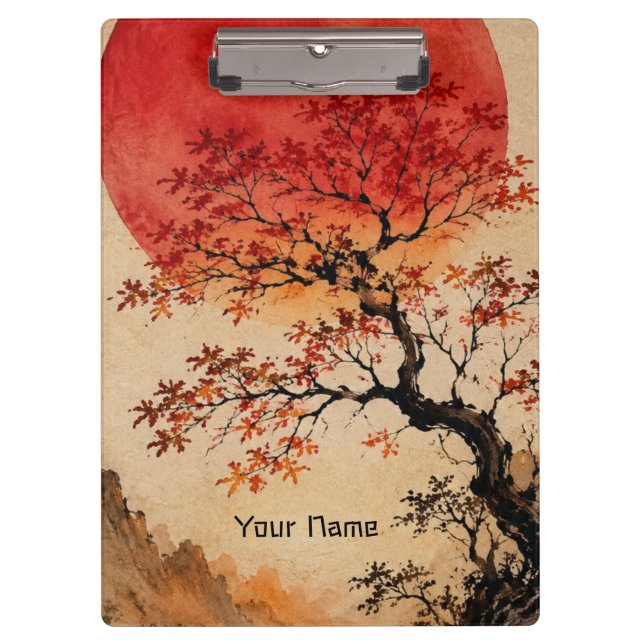 Crimson sun over Tree of Life Clipboard (Front)