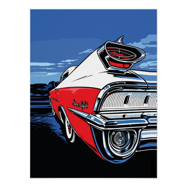 Crimson Tailfin Sky Pop Art Vista Poster (Front)