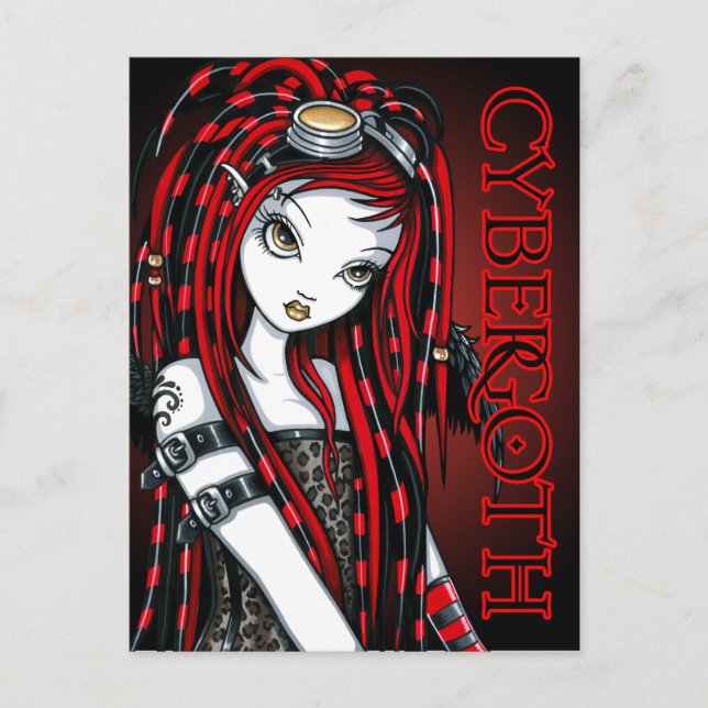 Crimson Tattoo Cybergoth Angel Postcard (Front)