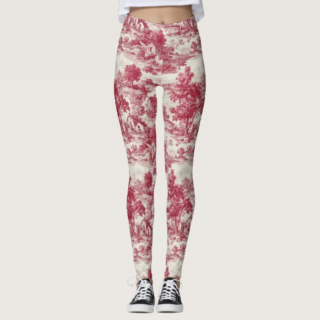 Crimson Toile Pastoral Landscape Pattern Leggings (Front)