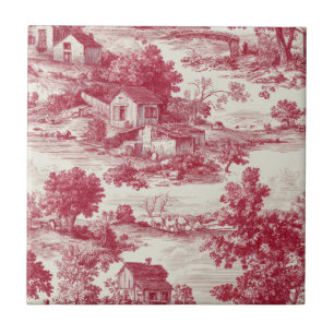 Crimson Toile Pastoral Landscape Pattern Tile