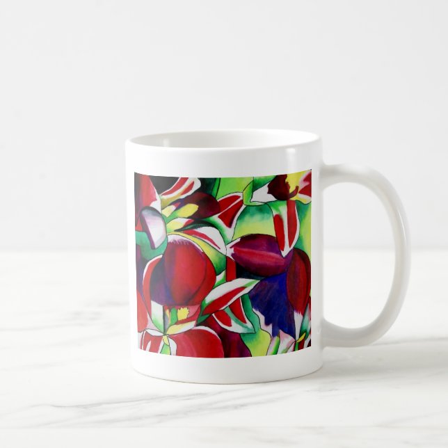 Crimson tropical Singapore Orchids flower art Coffee Mug (Right)