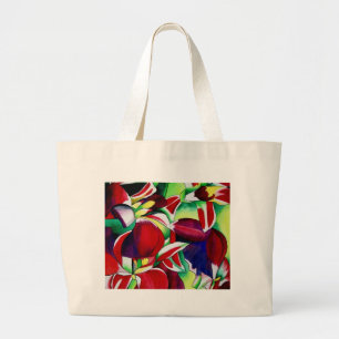 Crimson tropical Singapore Orchids flower art Large Tote Bag