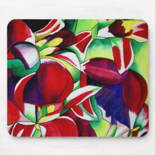 Crimson tropical Singapore Orchids flower art Mouse Mat