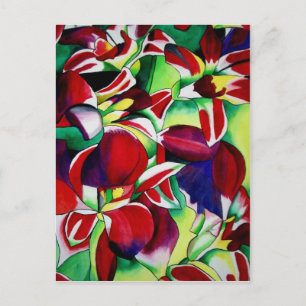 Crimson tropical Singapore Orchids flower art Postcard