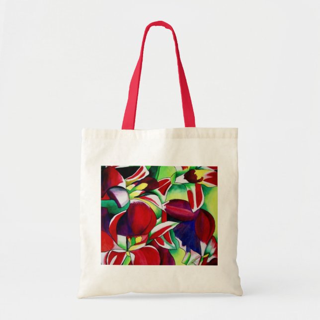Crimson tropical Singapore Orchids flower art Tote Bag (Front)