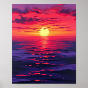 "Crimson Twilight Serenity" - Original Digital Pai Poster