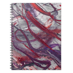 Crimson Violet Gray Abstract Flow Notebook