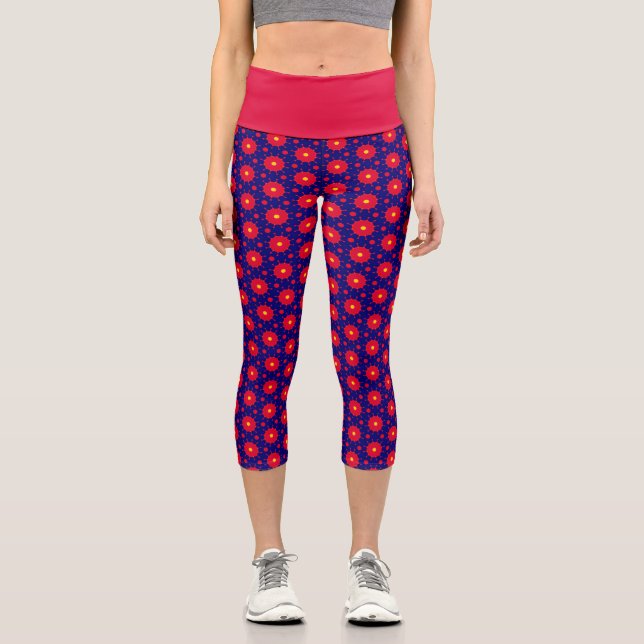 Crimson Virus Infusion High Waisted  Capri Leggings (Front)