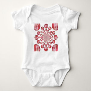 Crimson Vortex: Beautiful Red Cricket Ball Art Baby Bodysuit