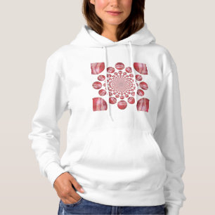 Crimson Vortex: Beautiful Red Cricket Ball Art Hoodie