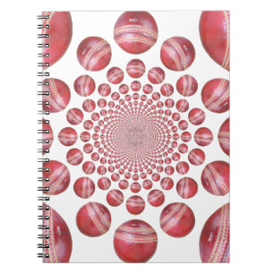 Crimson Vortex: Beautiful Red Cricket Ball Art Notebook