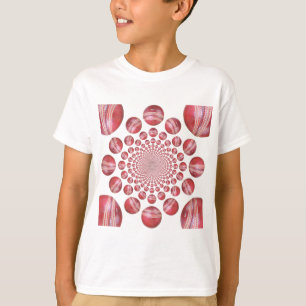 Crimson Vortex: Beautiful Red Cricket Ball Art T-Shirt