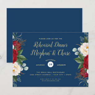 Crimson Watercolor Peony Floral Invitation
