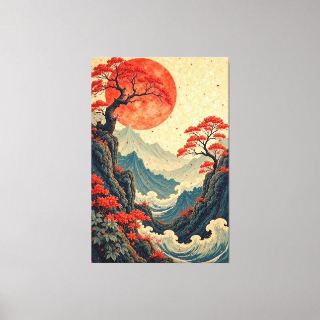 Crimson Waves Canvas Print (Front)