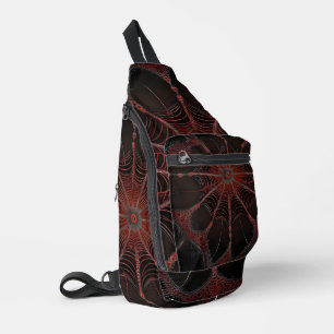 Crimson Web: Fractal Dance with the Redback Spider Sling Bag