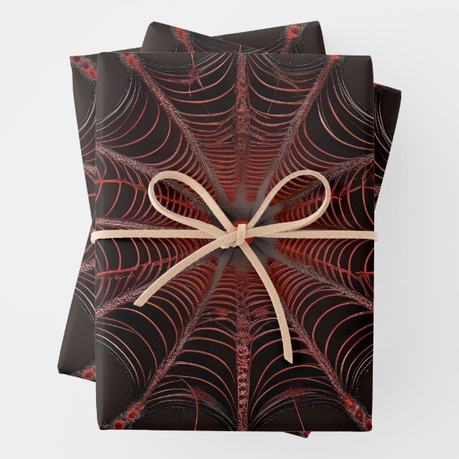 Crimson Web: Fractal Dance with the Redback Spider Wrapping Paper Sheet (In situ)